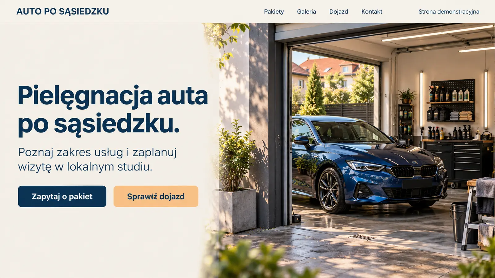 Projekt szablonu Lokalny dla auto detailingu — sekcja Lokalne studio