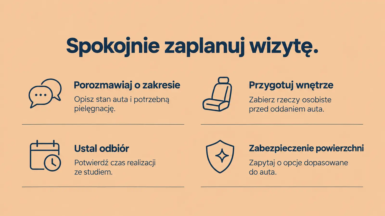 Projekt szablonu Lokalny dla auto detailingu — sekcja Przekazanie auta