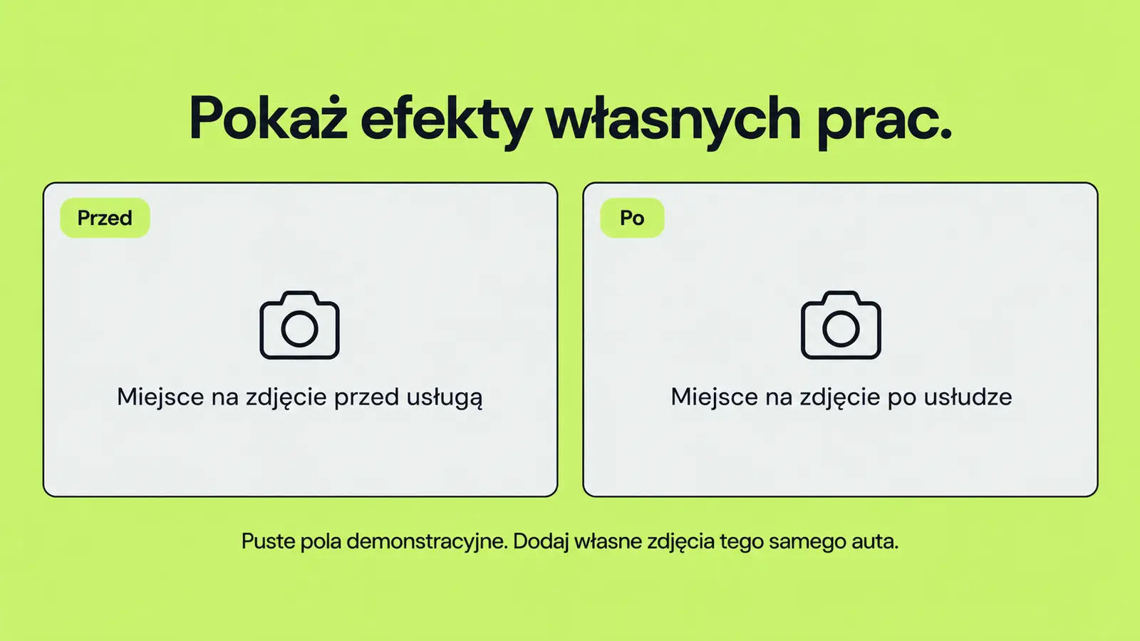 Projekt szablonu Nowoczesny dla auto detailingu — sekcja Własne porównanie