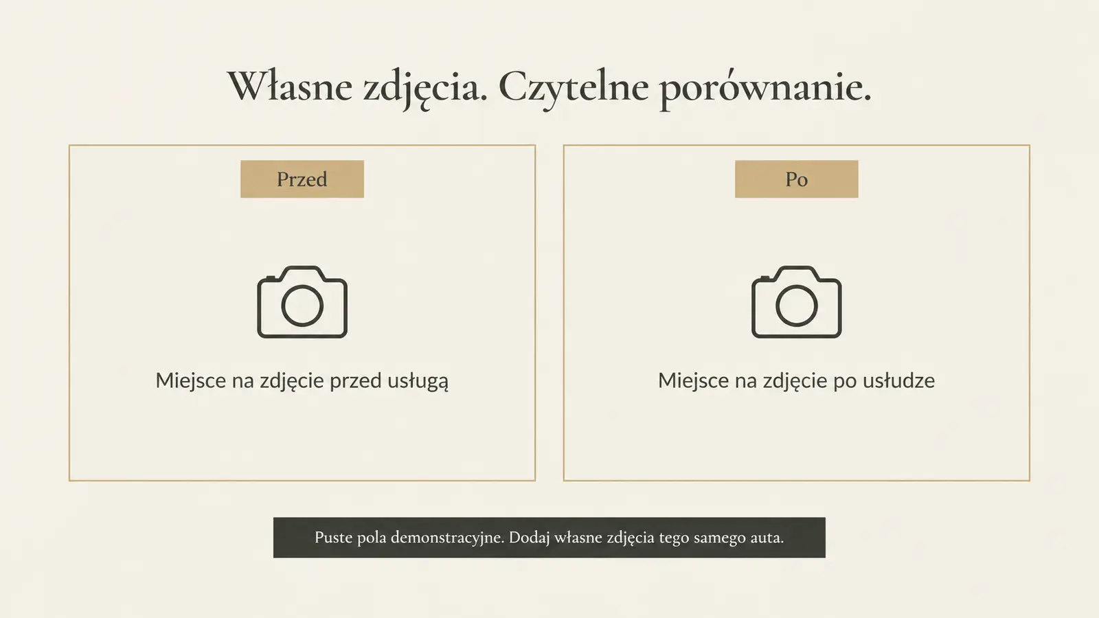 Projekt szablonu Premium dla auto detailingu — sekcja Własne realizacje