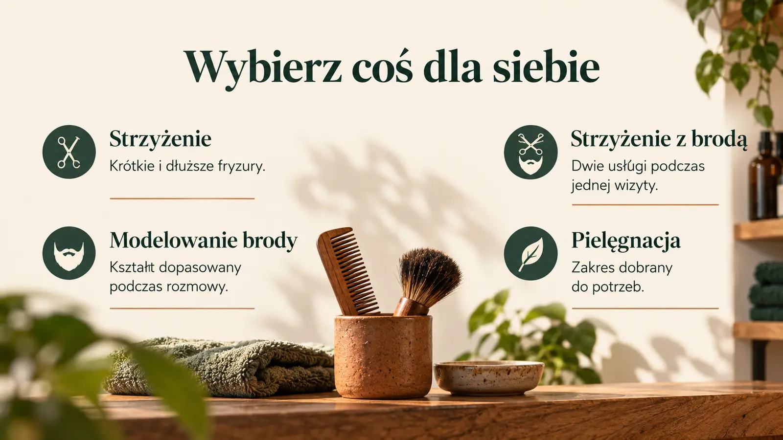 Projekt szablonu Lokalny dla barbera — sekcja Usługi