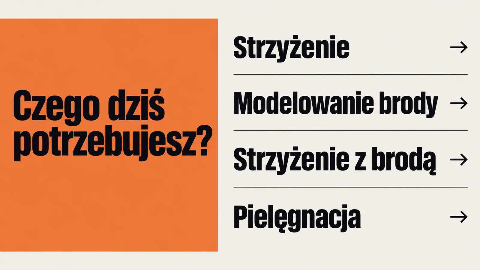 Projekt szablonu Nowoczesny dla barbera — sekcja Wybierz usługę