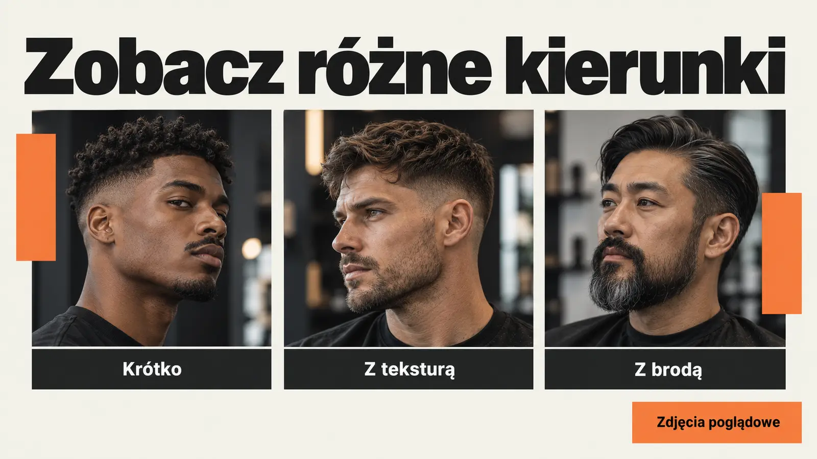 Projekt szablonu Nowoczesny dla barbera — sekcja Naturalne cięcia