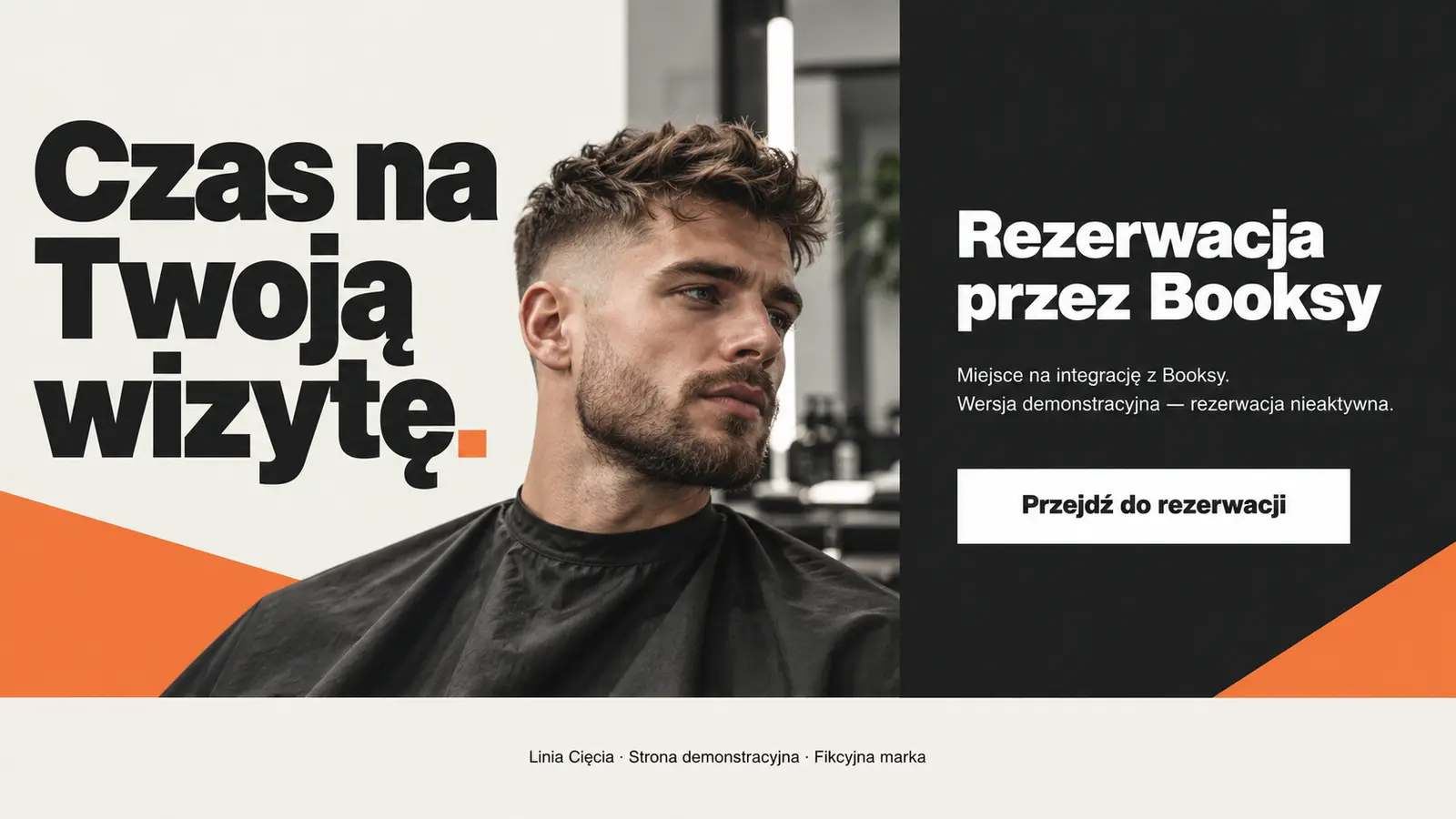 Projekt szablonu Nowoczesny dla barbera — sekcja Rezerwacja