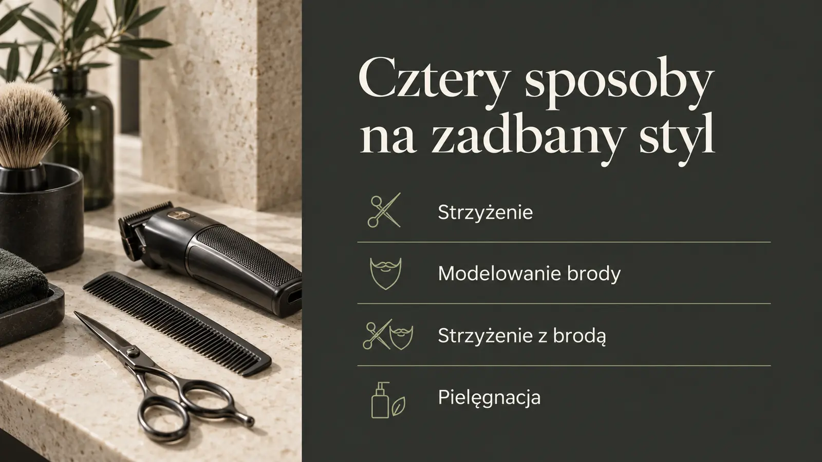 Projekt szablonu Premium dla barbera — sekcja Zakres usług