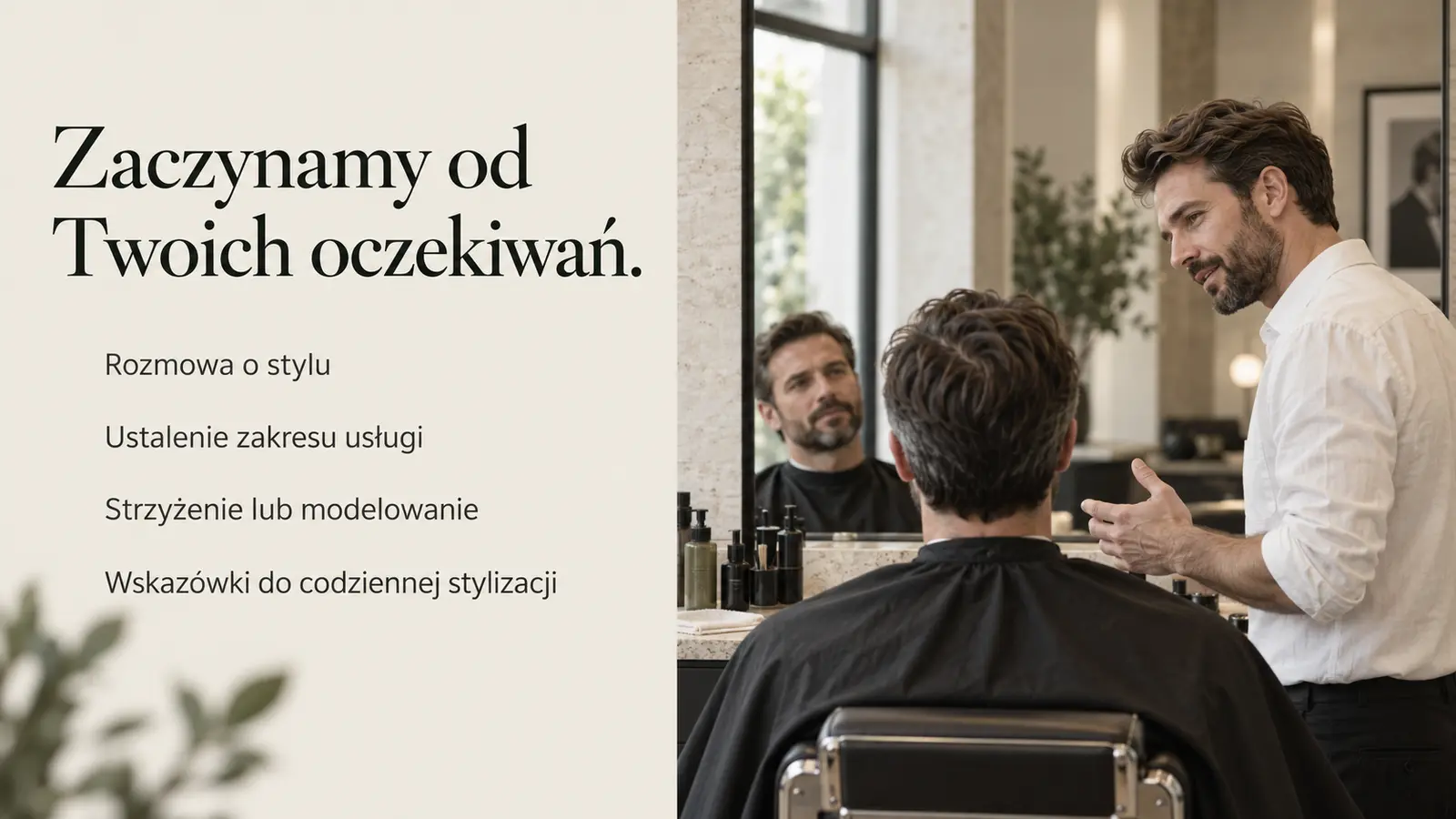 Projekt szablonu Premium dla barbera — sekcja Twoja wizyta