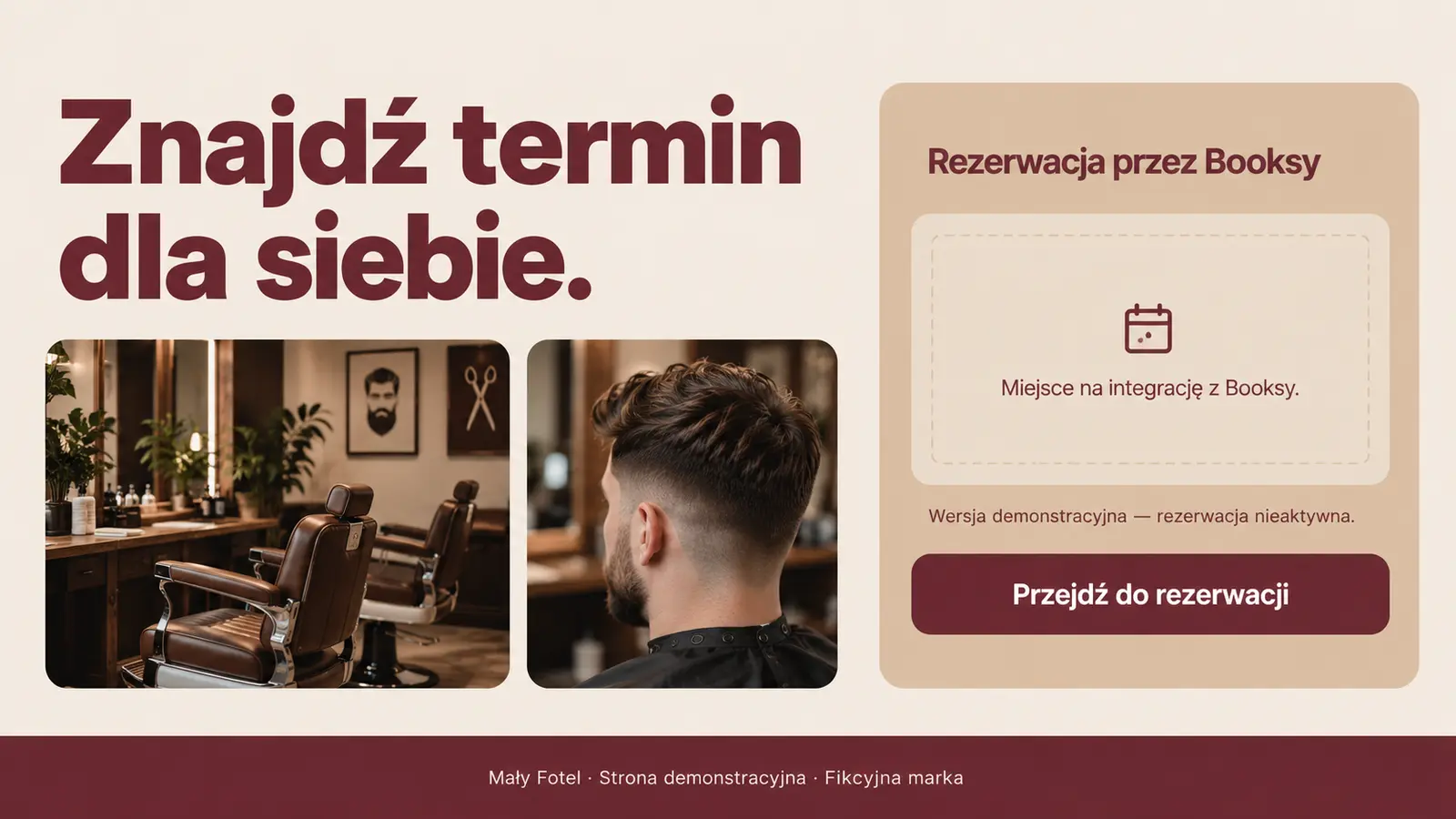 Projekt szablonu Wizytówka dla barbera — sekcja Umów wizytę