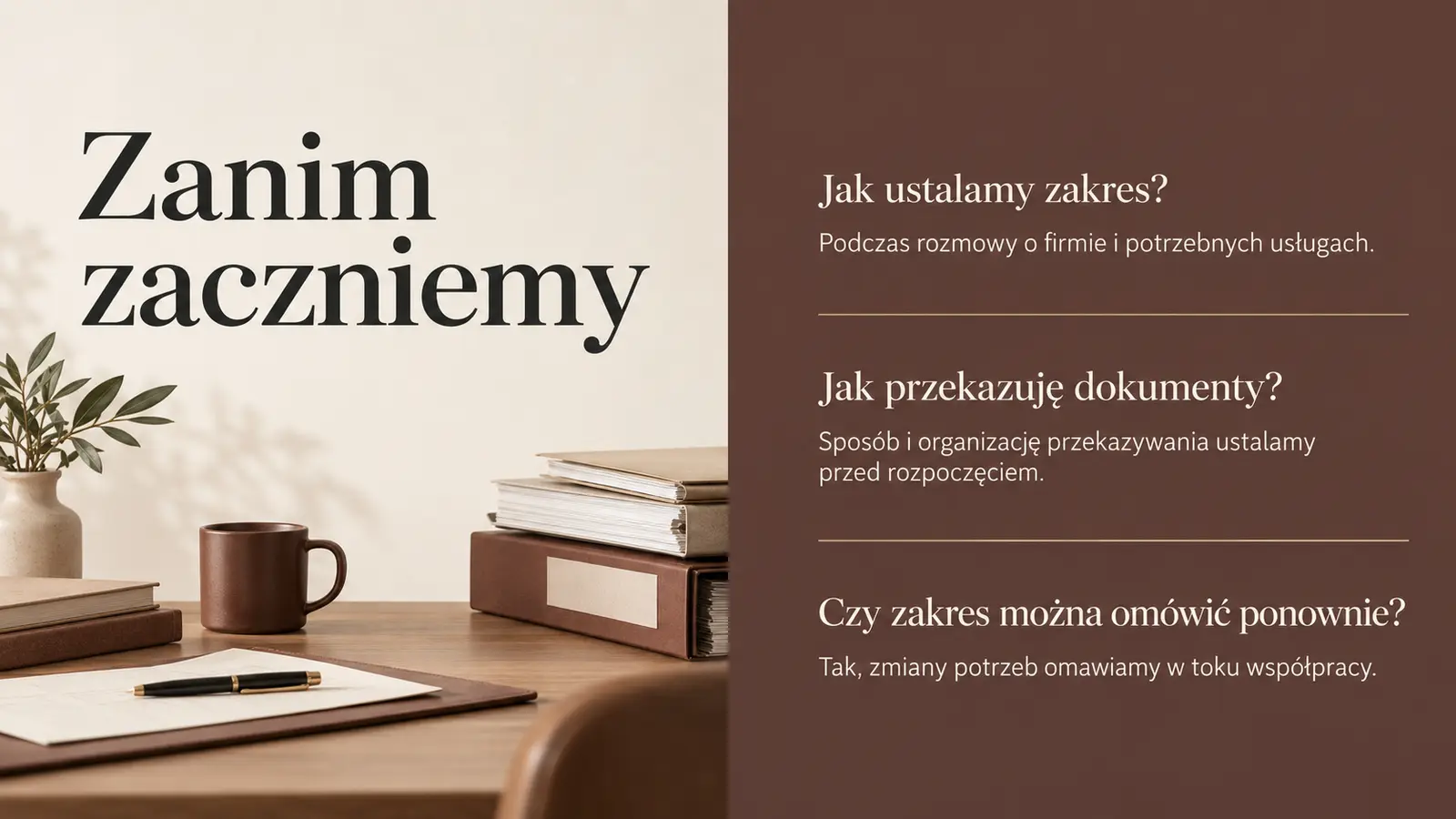 Projekt szablonu Ekspert dla biura rachunkowego — sekcja Przed współpracą