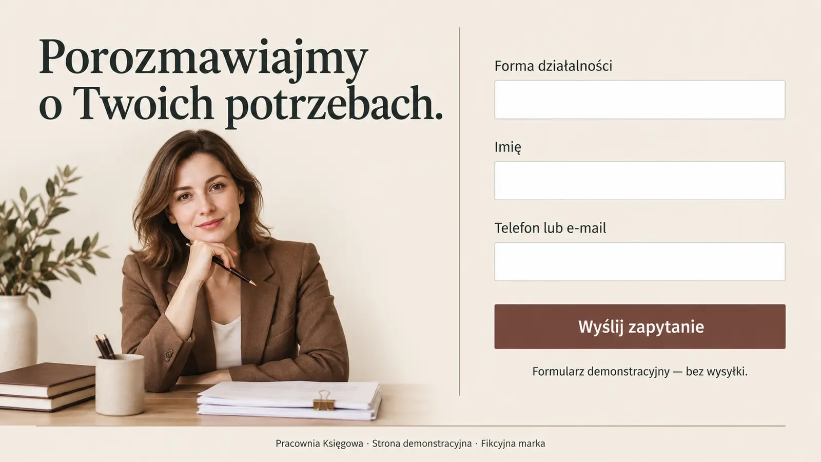 Projekt szablonu Ekspert dla biura rachunkowego — sekcja Zapytaj o współpracę