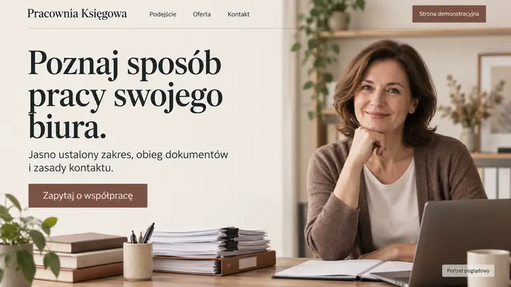 Projekt szablonu Ekspert dla branży Biuro rachunkowe — pierwszy ekran