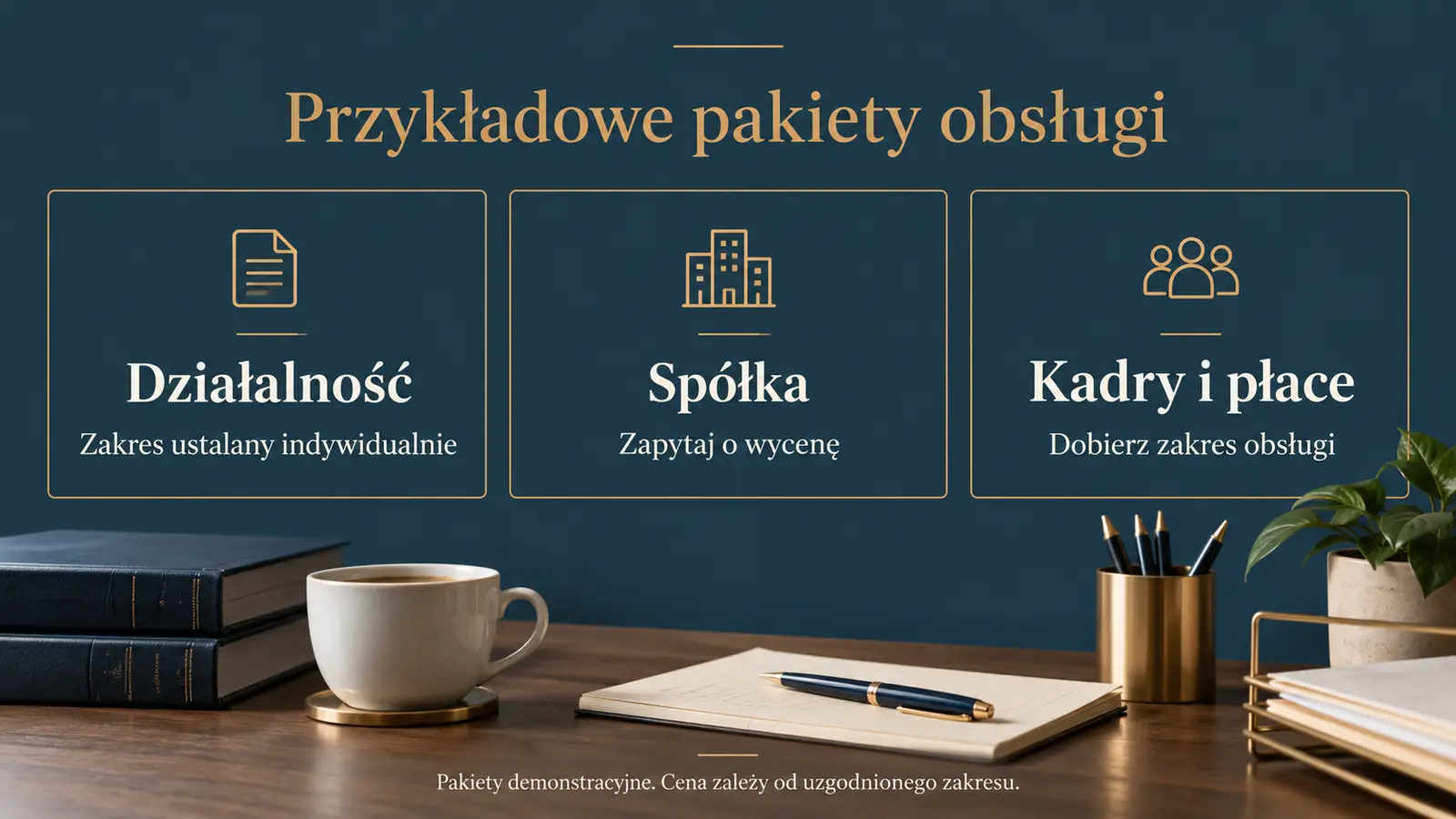 Projekt szablonu Klasyczny dla biura rachunkowego — sekcja Pakiety