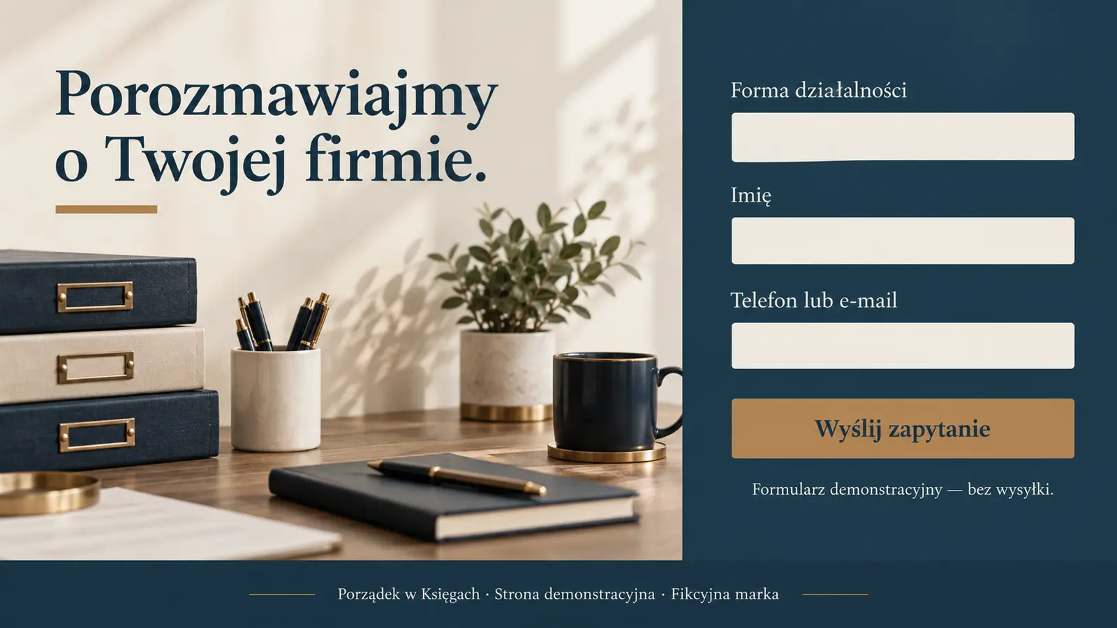 Projekt szablonu Klasyczny dla biura rachunkowego — sekcja Zapytaj o obsługę