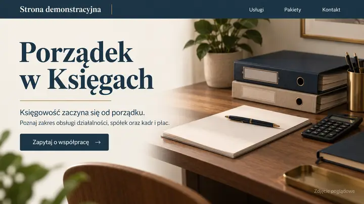 Projekt szablonu Klasyczny dla branży Biuro rachunkowe — pierwszy ekran