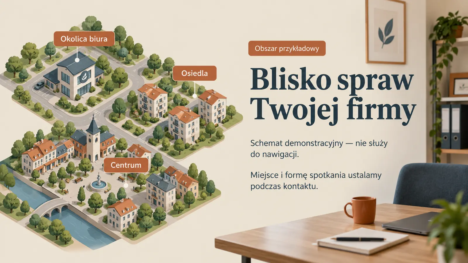 Projekt szablonu Lokalny dla biura rachunkowego — sekcja Obszar obsługi