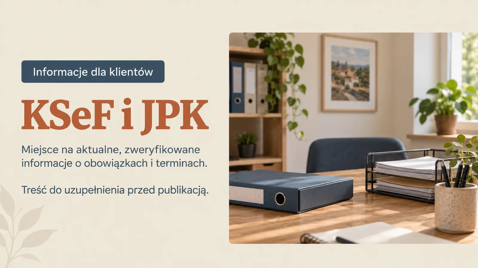 Projekt szablonu Lokalny dla biura rachunkowego — sekcja KSeF i JPK
