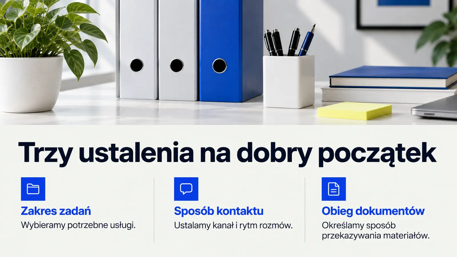 Projekt szablonu Nowoczesny dla biura rachunkowego — sekcja Prosty początek