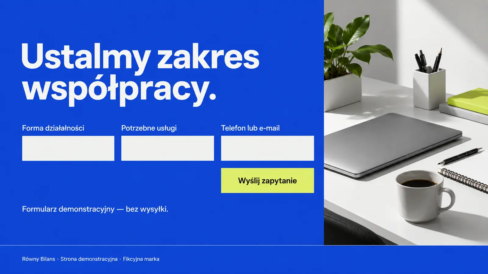 Projekt szablonu Nowoczesny dla biura rachunkowego — sekcja Porozmawiajmy