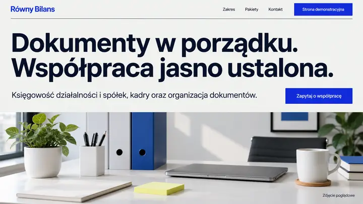 Projekt szablonu Nowoczesny dla branży Biuro rachunkowe — pierwszy ekran