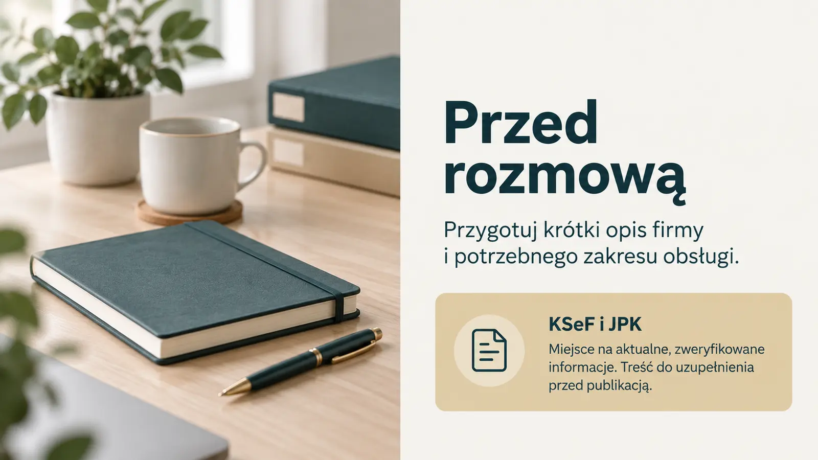 Projekt szablonu Rezerwacje dla biura rachunkowego — sekcja Przed spotkaniem