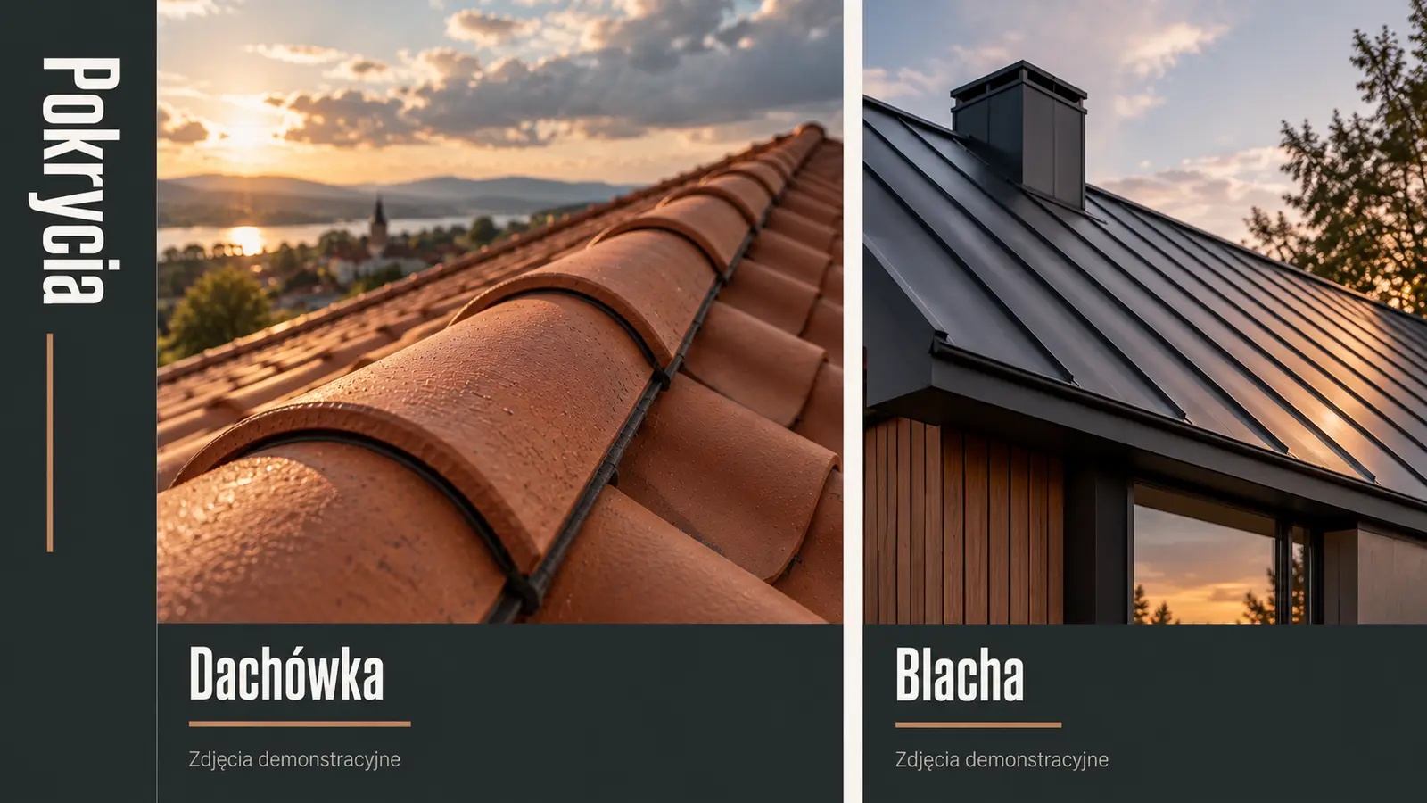 Projekt szablonu Galeria dla dekarza — sekcja Pokrycia