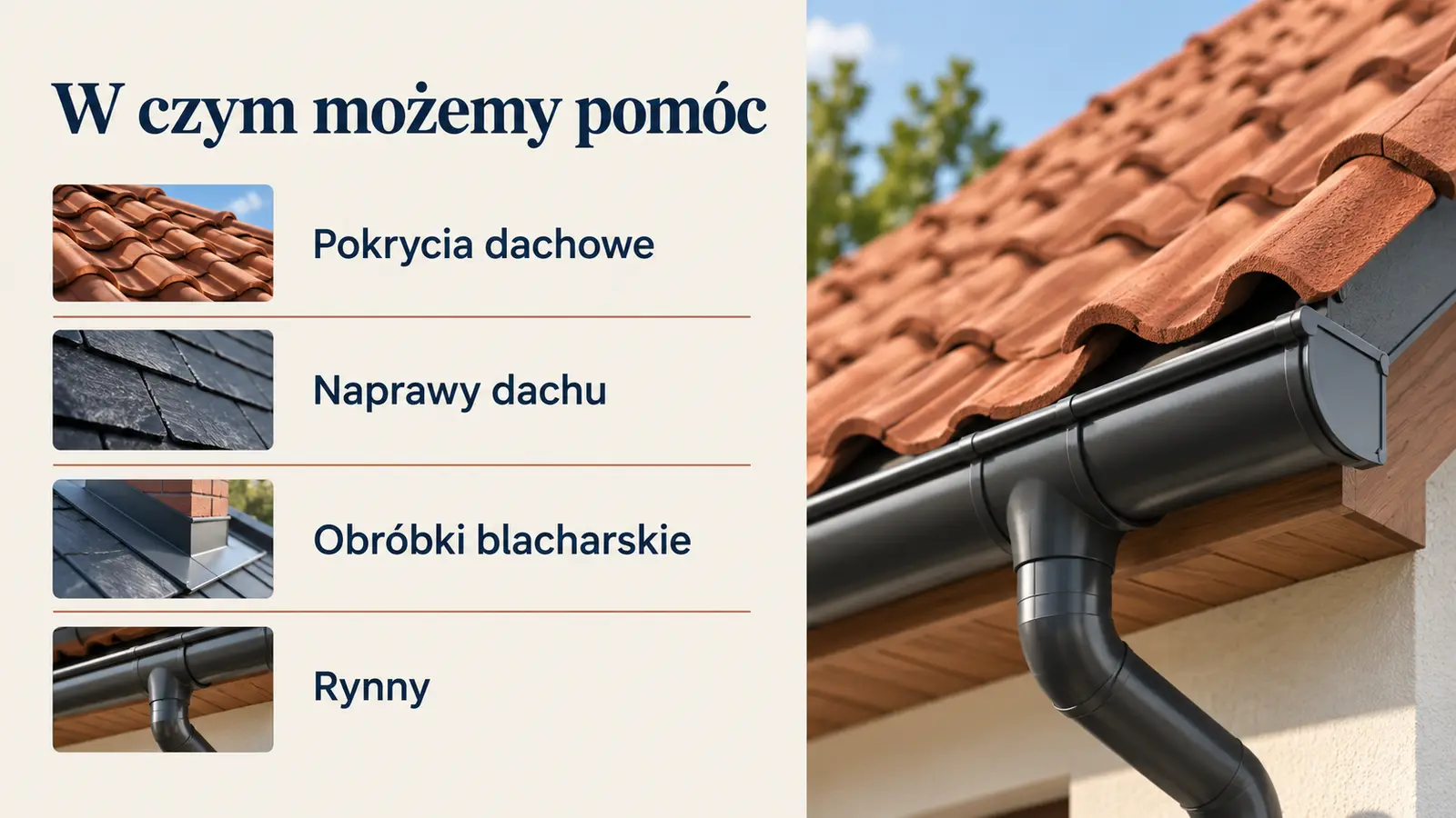 Projekt szablonu Klasyczny dla dekarza — sekcja Usługi