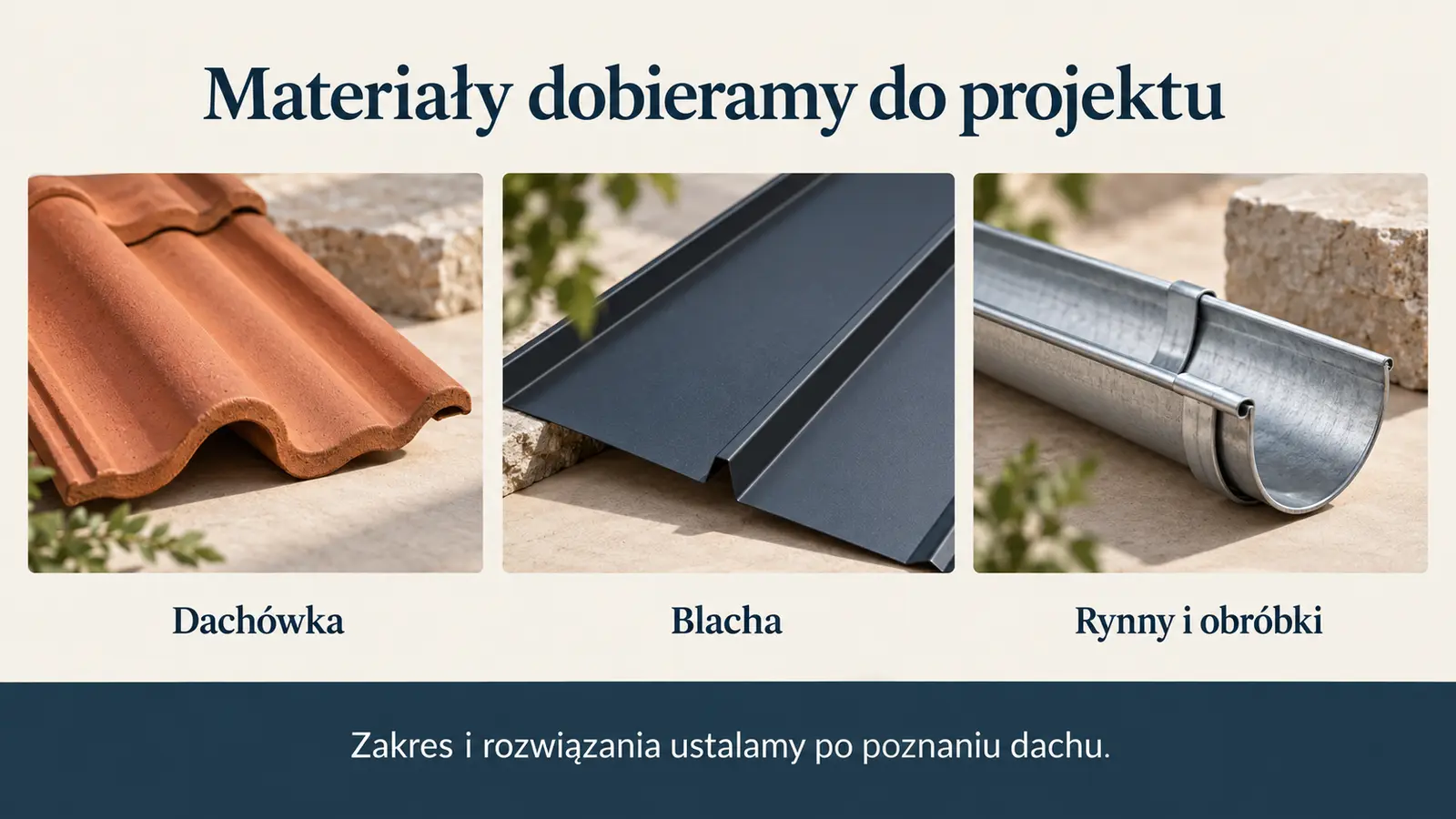 Projekt szablonu Klasyczny dla dekarza — sekcja Materiały