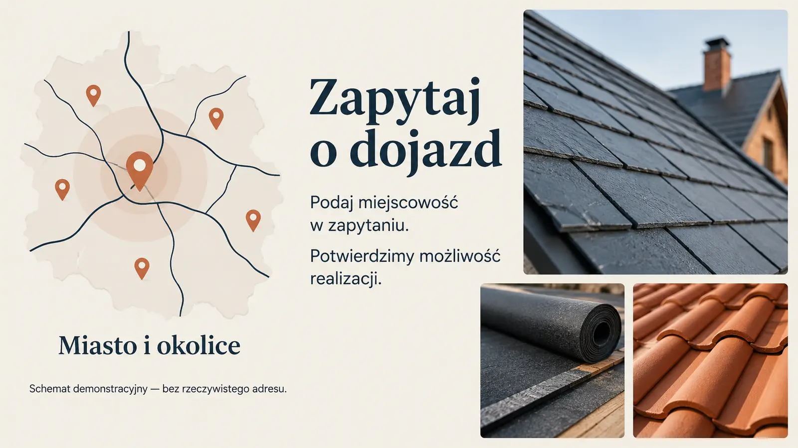 Projekt szablonu Klasyczny dla dekarza — sekcja Obszar obsługi
