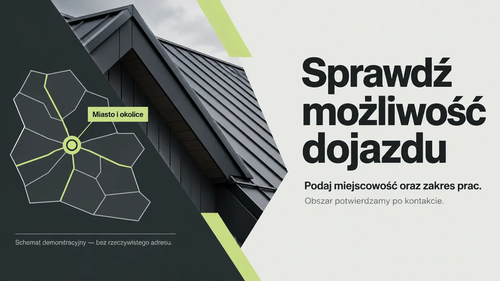 Projekt szablonu Nowoczesny dla dekarza — sekcja Obszar