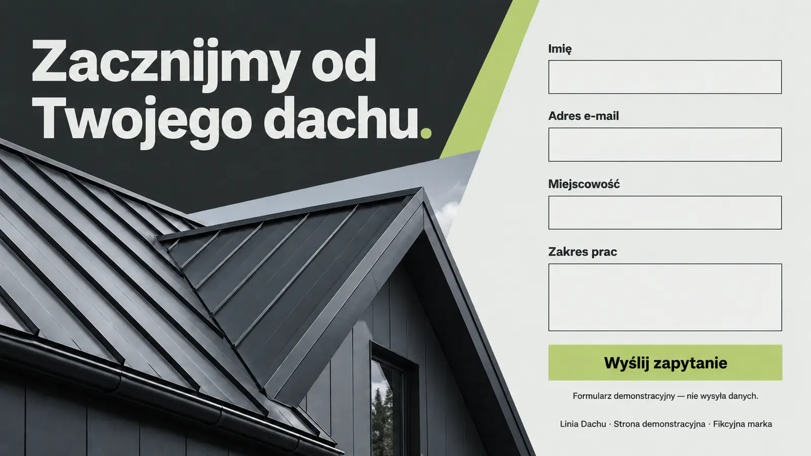 Projekt szablonu Nowoczesny dla dekarza — sekcja Wycena