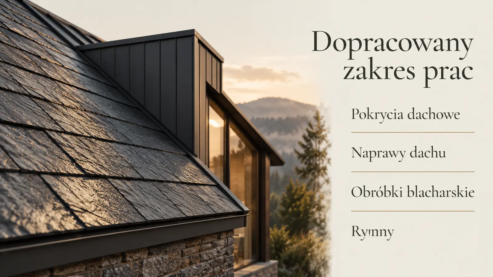 Projekt szablonu Premium dla dekarza — sekcja Zakres