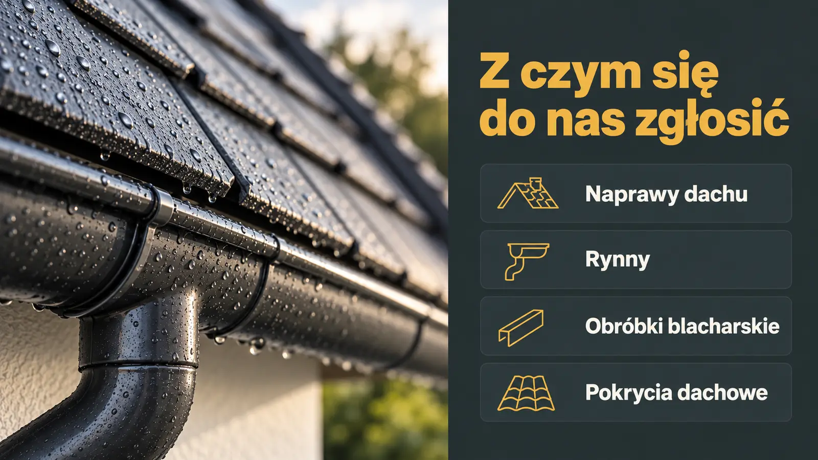 Projekt szablonu Szybki kontakt dla dekarza — sekcja Zakres