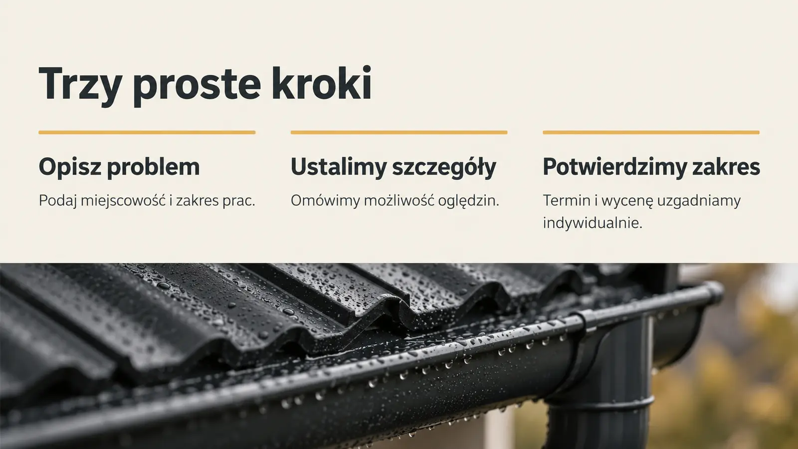 Projekt szablonu Szybki kontakt dla dekarza — sekcja Jak zacząć
