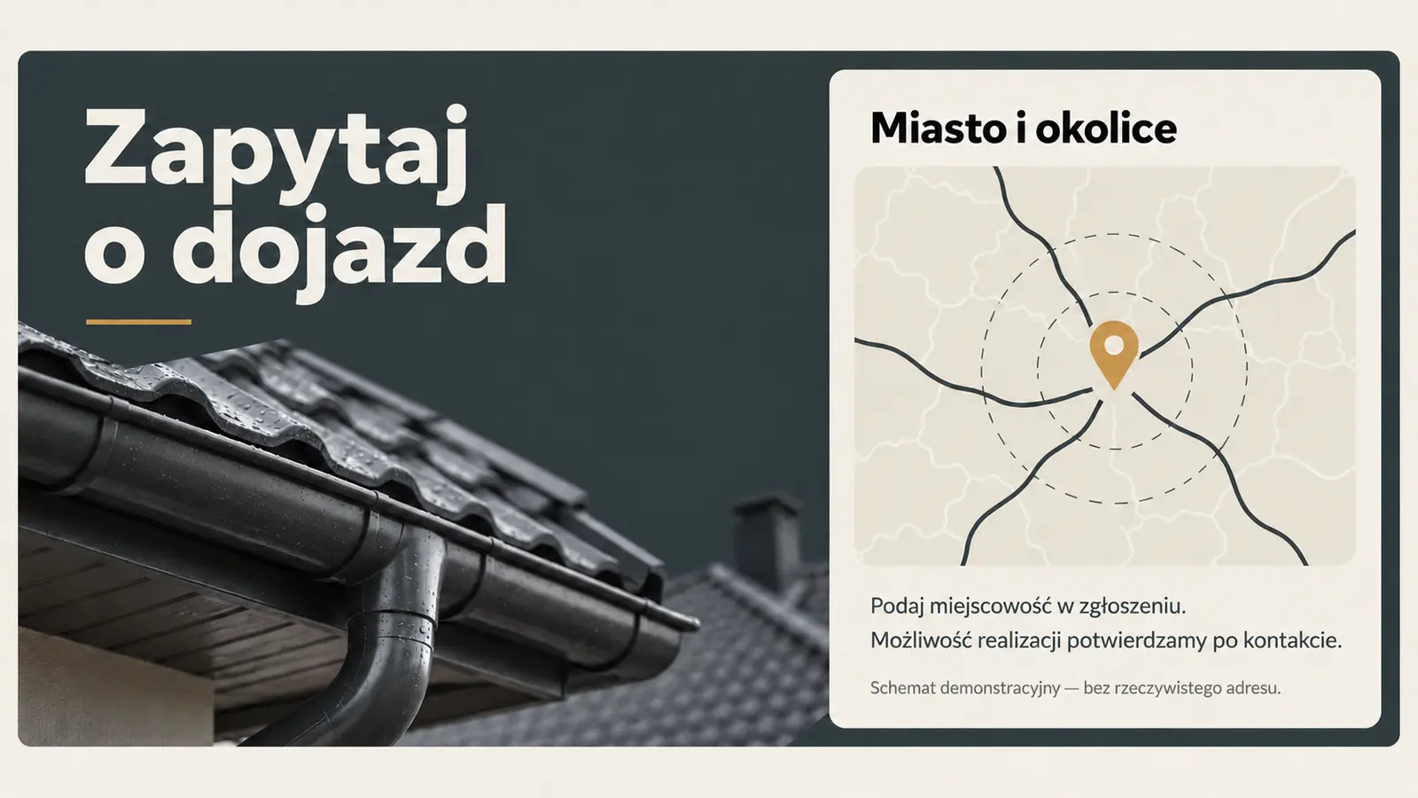 Projekt szablonu Szybki kontakt dla dekarza — sekcja Dojazd