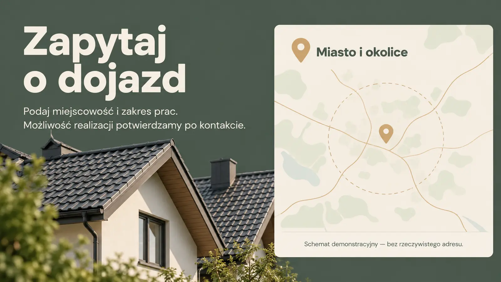 Projekt szablonu Wizytówka dla dekarza — sekcja Obszar