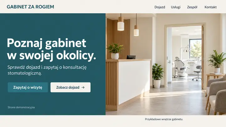 Projekt szablonu Lokalny dla branży Dentysta — pierwszy ekran