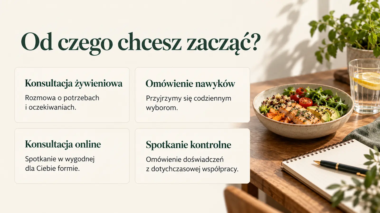 Projekt szablonu Klasyczny dla dietetyka — sekcja Zakres konsultacji