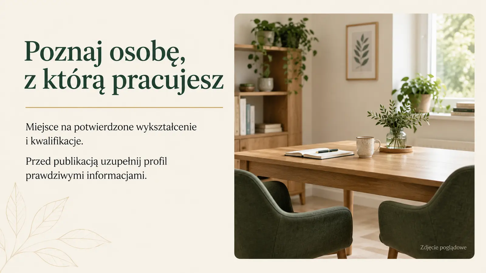 Projekt szablonu Klasyczny dla dietetyka — sekcja Kwalifikacje