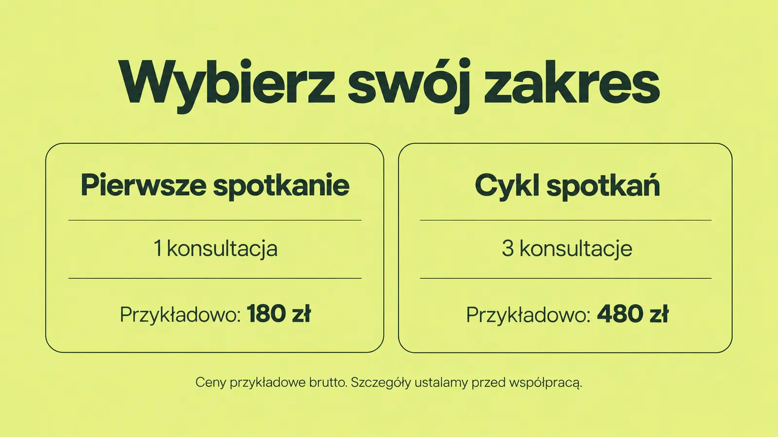 Projekt szablonu Nowoczesny dla dietetyka — sekcja Porównanie pakietów