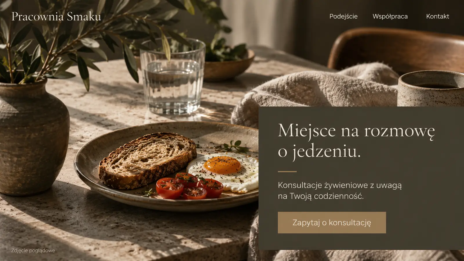 Projekt szablonu Premium dla dietetyka — sekcja Pracownia Smaku