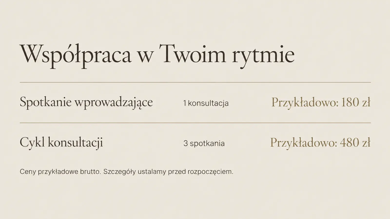 Projekt szablonu Premium dla dietetyka — sekcja Pakiety