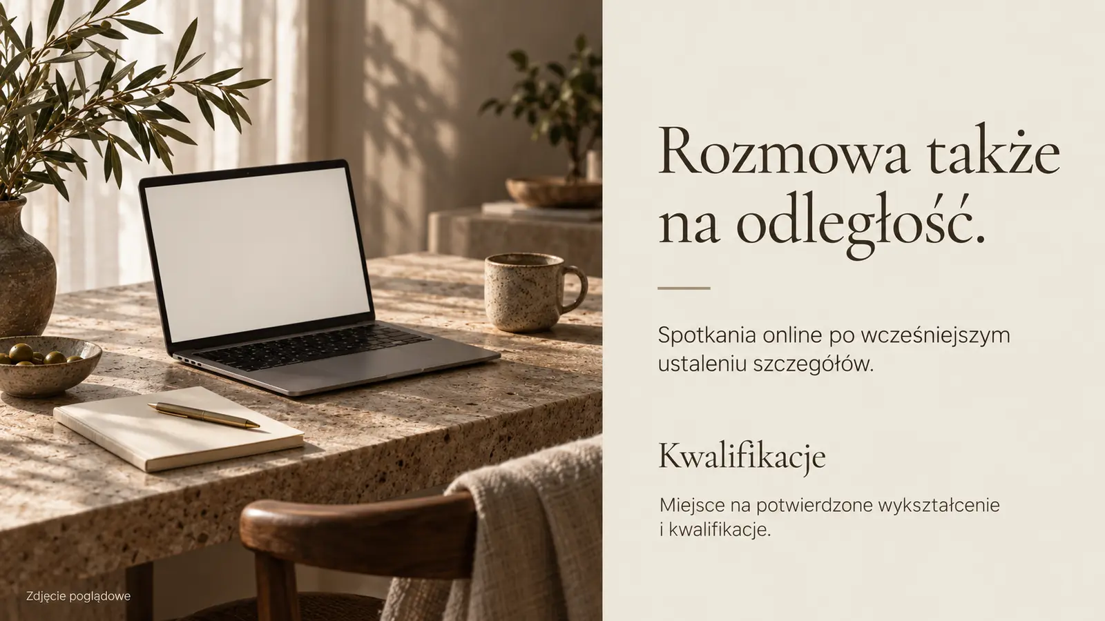 Projekt szablonu Premium dla dietetyka — sekcja Online i kwalifikacje