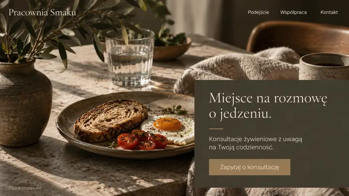 Projekt szablonu Premium dla branży Dietetyk — pierwszy ekran