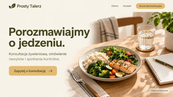 Projekt szablonu Wizytówka dla branży Dietetyk — pierwszy ekran
