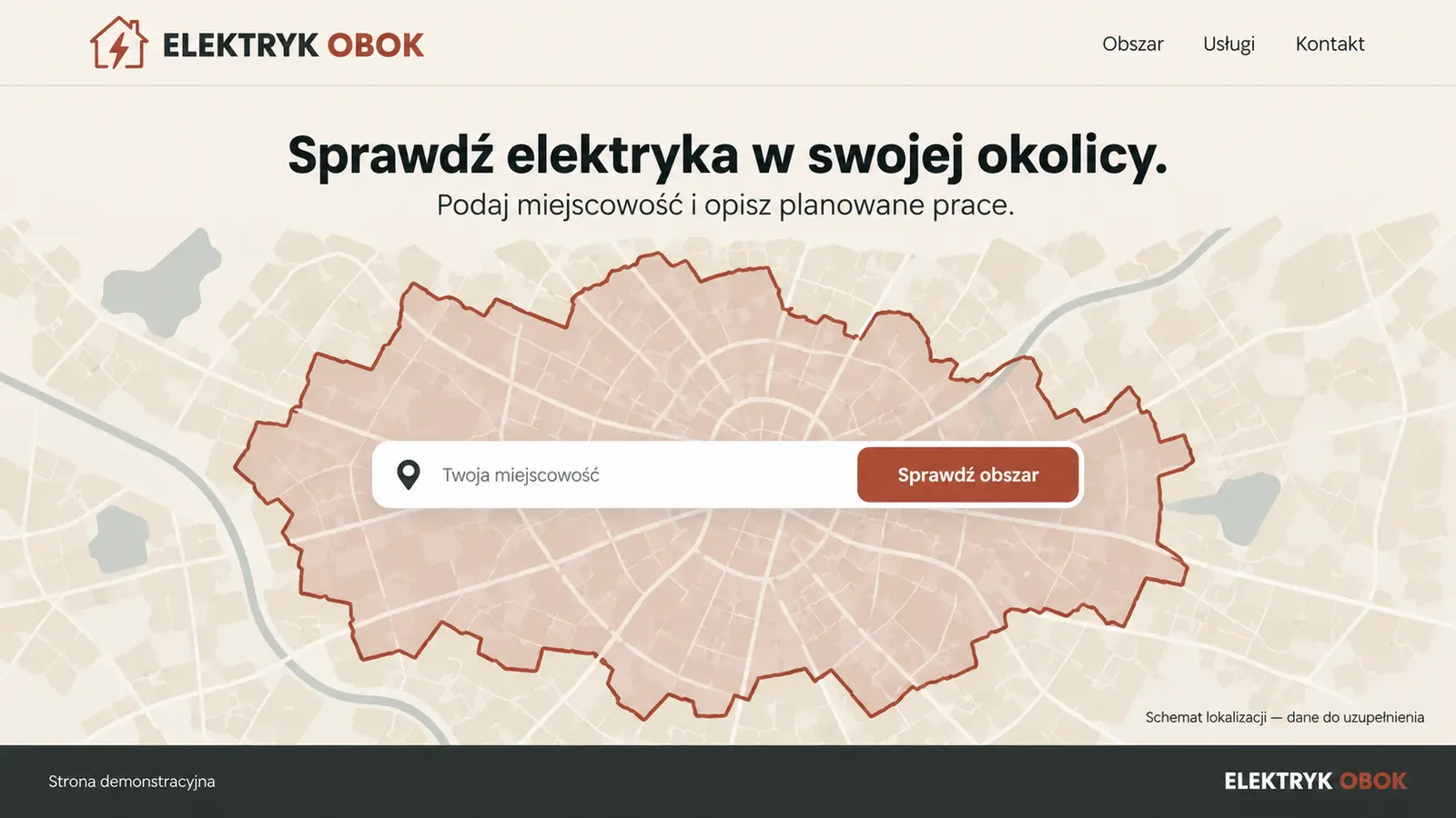 Projekt szablonu Lokalny dla elektryka — sekcja Sprawdzenie obszaru
