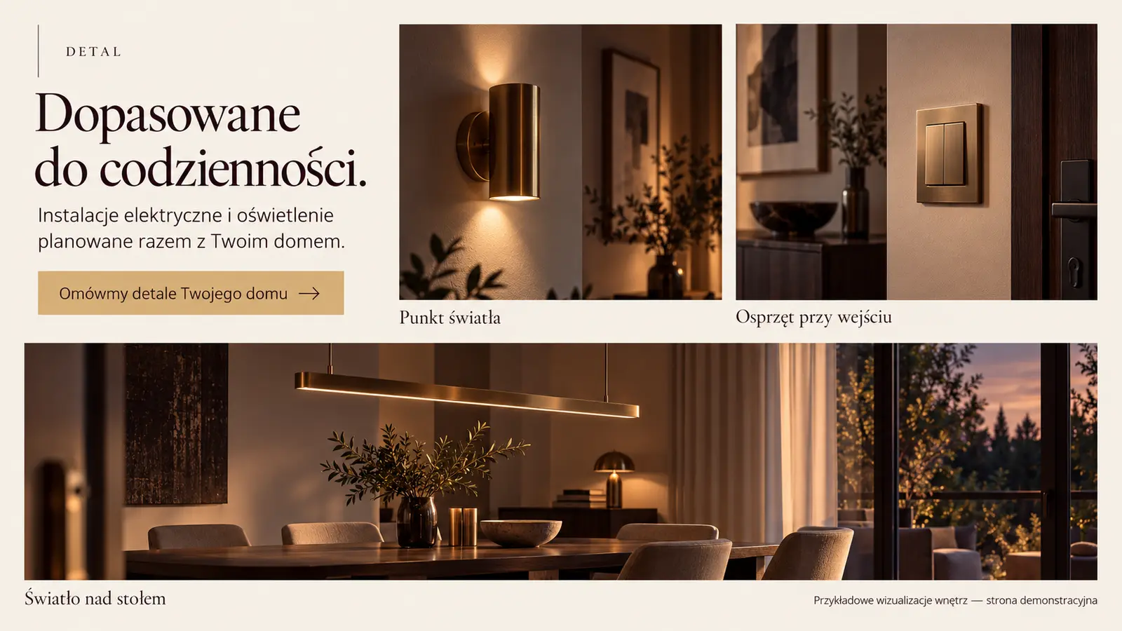 Projekt szablonu Premium dla elektryka — sekcja Galeria detali