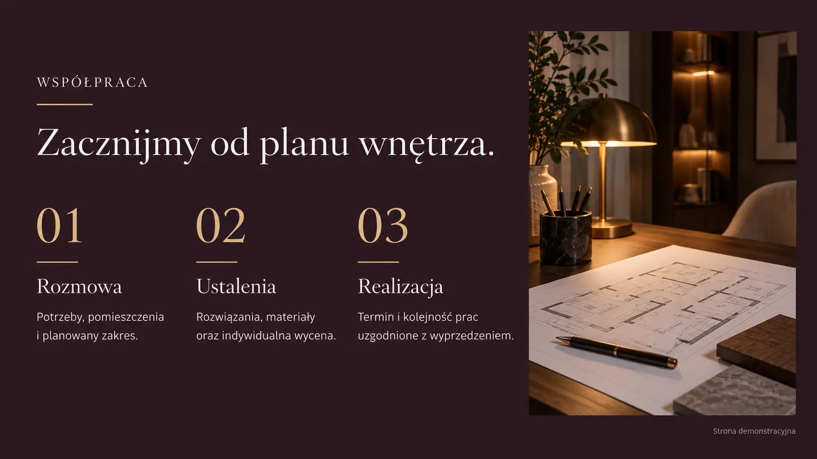 Projekt szablonu Premium dla elektryka — sekcja Współpraca projektowa