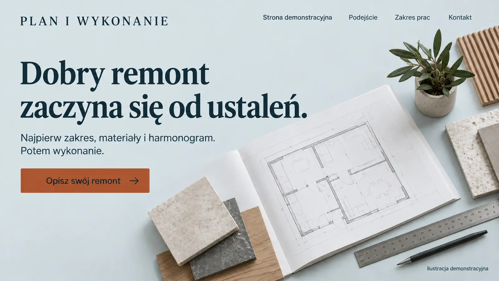 Projekt szablonu Ekspert dla firmy remontowej — sekcja Ustalenia przed remontem