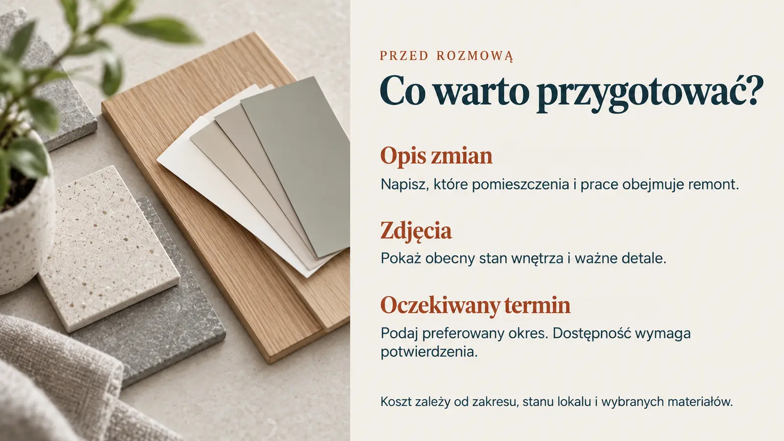 Projekt szablonu Ekspert dla firmy remontowej — sekcja Przygotowanie zapytania