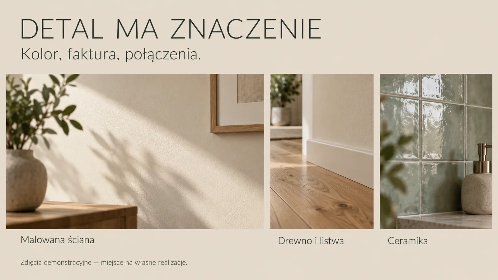 Projekt szablonu Galeria dla firmy remontowej — sekcja Detale wykończenia