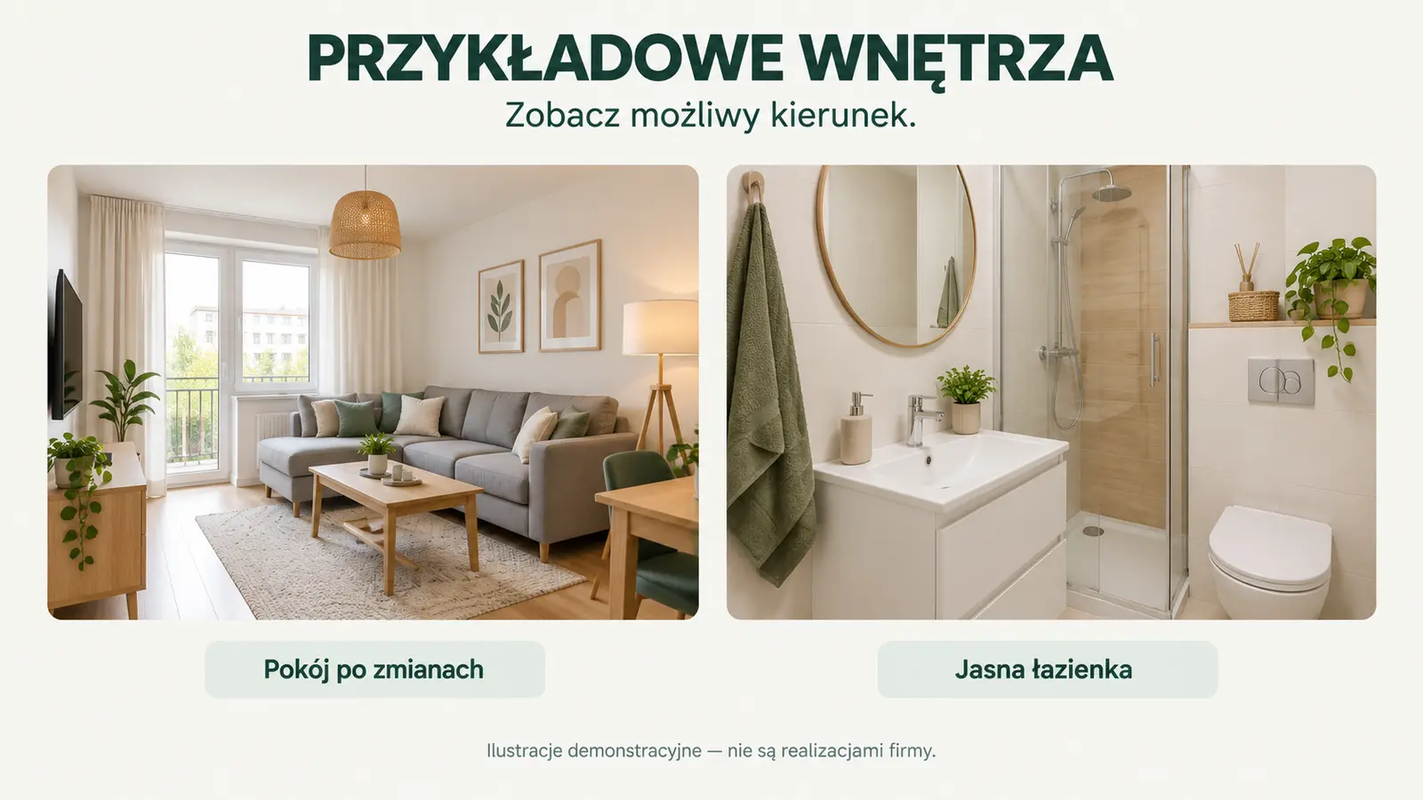 Projekt szablonu Lokalny dla firmy remontowej — sekcja Przykłady wnętrz
